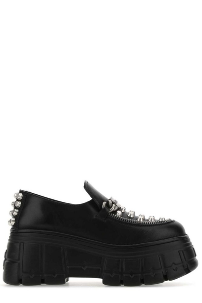 Miu Miu Black Leather Loafers  Nd  Donna 39