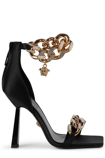 Versace Black Medusa Chain 120 Leather Sandals