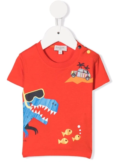 Paul Smith Junior Babies' Dinosaur-print Organic-cotton T-shirt In Red