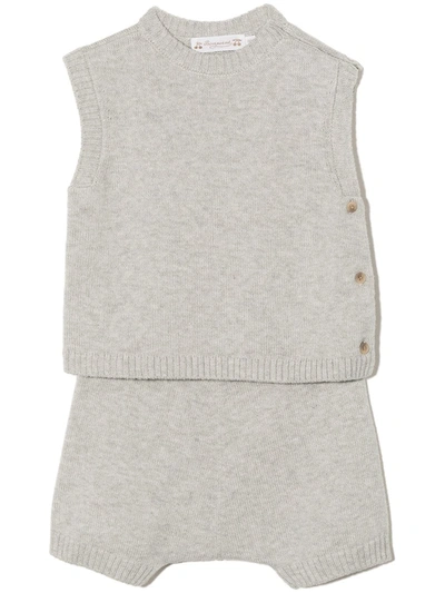 Bonpoint Babies' Tendresse Knitted Shorts Set In Grey