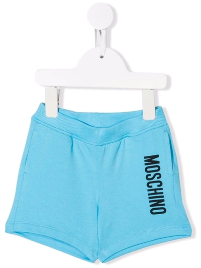 Moschino Babies' Logo-print Stretch Shorts In Blue