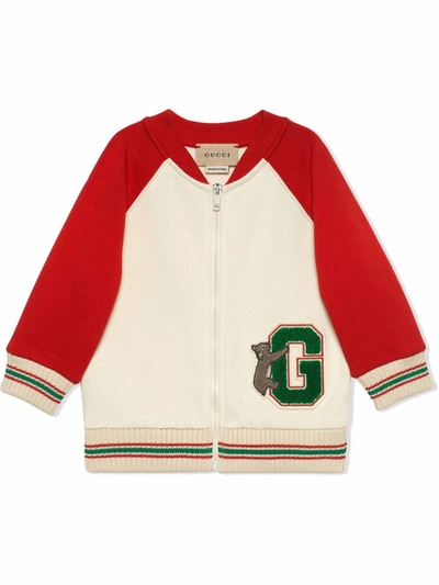 Gucci Babies' Logo-patch Varsity Jacket In White