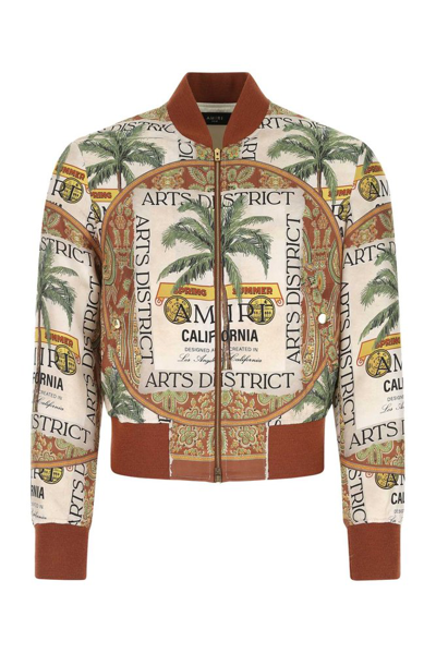 Amiri Graphic-print Silk Bomber Jacket In Multi-colored