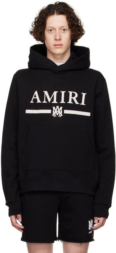 Amiri Logo Print Cotton Jersey Hoodie In Black