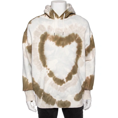 Pre-owned Givenchy White Tie-dye Heart Printed Cotton Knit Oversized Hoodie S