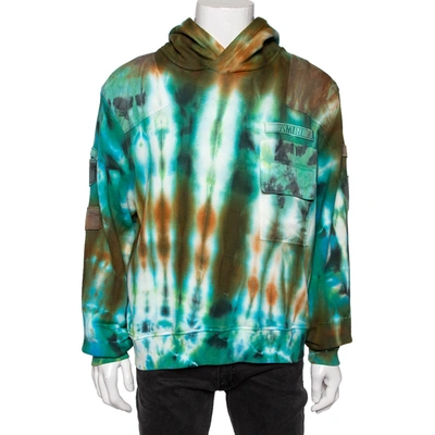 Pre-owned Amiri Multicolor Tie-dye Printed Cotton Knit Commando Patch Detail Hoodie M