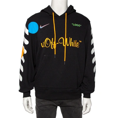 Pre-owned Off-white Nike X  Black Printed Cotton Knit Hooded Sweatshirt M