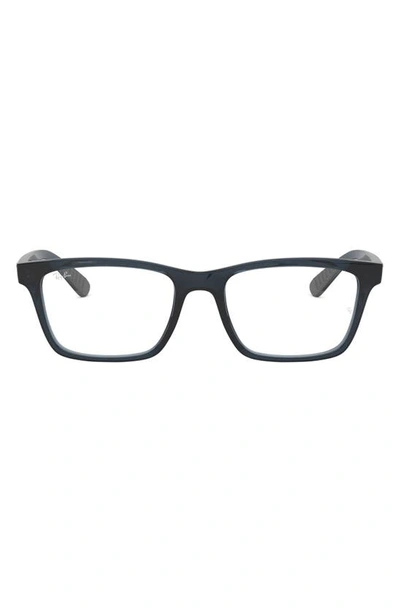 Ray Ban 53mm Rectangular Optical Glasses In Grey Blue