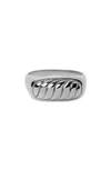 Argento Vivo Sterling Silver Textured Signet Ring In Silver