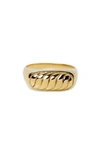 Argento Vivo Sterling Silver Textured Signet Ring In Gold