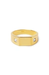 Argento Vivo Sterling Silver Signet Ring In Gold