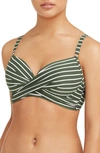 Sea Level Stripe Cross Front D- & Dd-cup Molded Bikini Top In Khaki