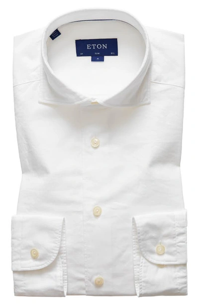 Eton Slim Fit Cotton & Silk Shirt In White