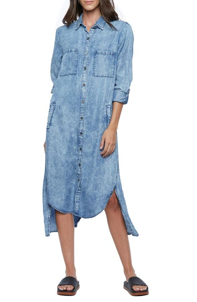 Wash Lab Denim Chill Out Shirtdress In Pleasant Blue (finished Hem)