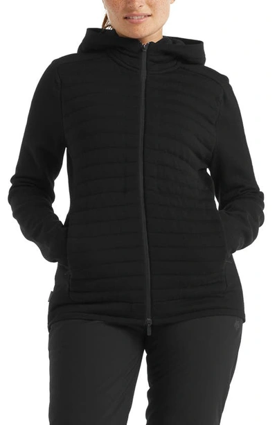 Icebreaker Zoneknit Merino Wool Zip Hoodie In Black