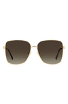 Jimmy Choo Hesters 59mm Gradient Square Sunglasses In Gold Havana / Brown Gradient