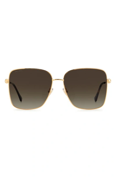 Jimmy Choo Hesters 59mm Gradient Square Sunglasses In Gold Havana / Brown Gradient