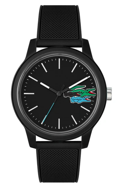 Lacoste 12.12 Chronograph Silicone Strap Watch, 44mm In Black