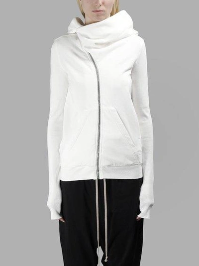 SS18 Rick Owens 'Mountain' Asymmetric Zip White Wizard Hoodie