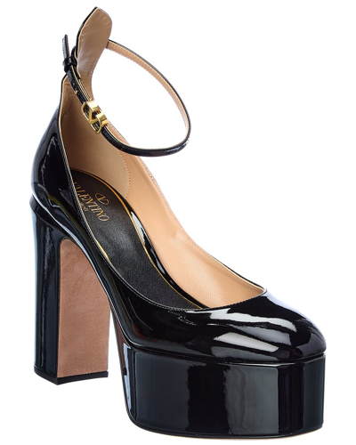 Valentino Garavani Vlogo 120 Patent Ankle Strap Platform Pump In Black