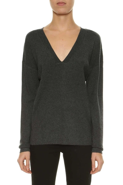 Michael Michael Kors V Neck Sweater In Charcoal