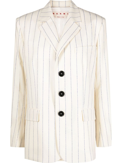 Marni Striped Virgin-wool Blazer In White