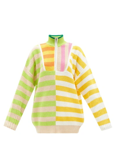 Staud Hampton Striped Chunky-knit Cotton-blend Sweater In Capri Stripe Multi