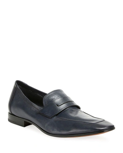 Berluti Lorenzo Unlined Leather Loafer, Navy
