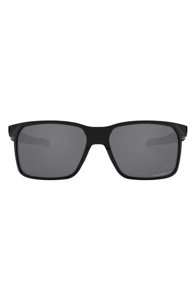 Oakley Portal 59mm Polarized Square Sunglasses In Polished Black/ Prizm Black