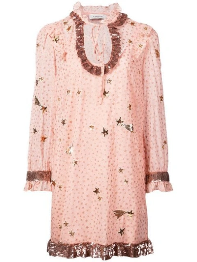Coach Embellished Outerspace Print Dress In Pink - Size 04