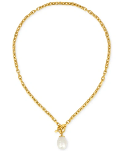Majorica Gold-tone Baroque Imitation Pearl Pendant Necklace