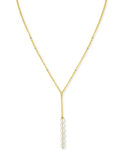 Majorica Imitation Pearl Y-neck Necklace In Gold