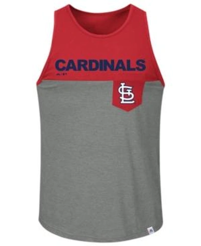 Majestic Men's St. Louis Cardinals Pocket Tank In Red/gray