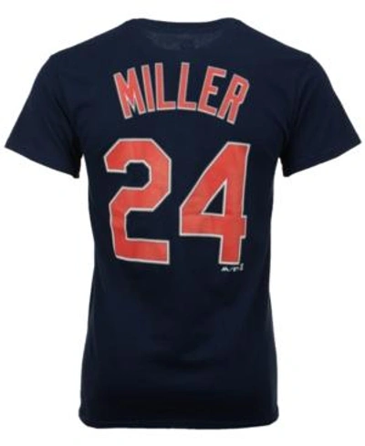 Majestic Men's Andrew Miller Cleveland Indians Official Player T-shirt In Navy