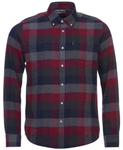 Barbour Angus Tailored Fit Check Twill Shirt In Med Gray