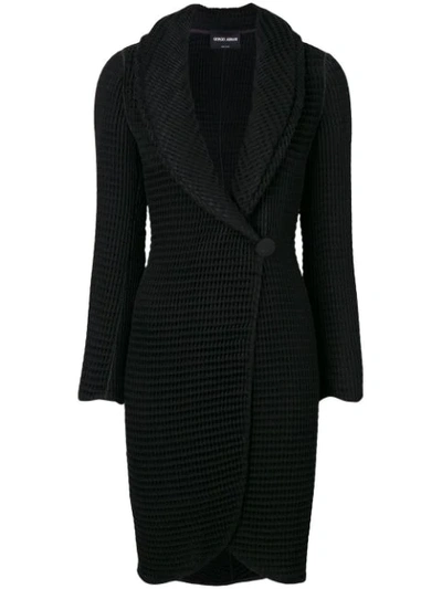 Giorgio Armani Textured Shawl Coat - Black