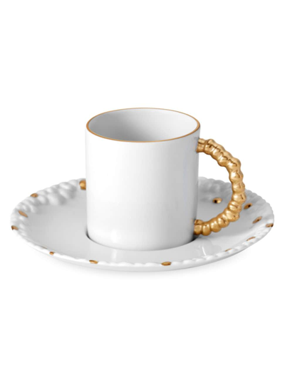 L'objet Haas Mojave 2-piece 24k Gold & Porcelain Espresso Cup & Saucer Set