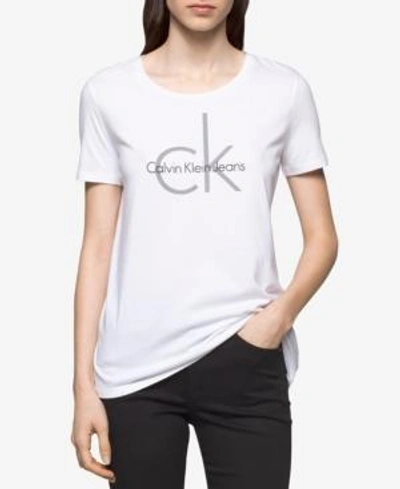 Calvin Klein Jeans Est.1978 Logo Graphic T-shirt In White Wash
