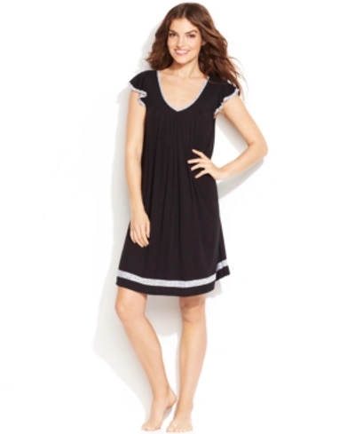 Ellen Tracy Plus Size Yours To Love Short Sleeves Nightgown In Black