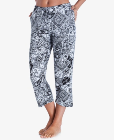 Ellen Tracy Yours To Love Capri Pajama Pants In White Grid