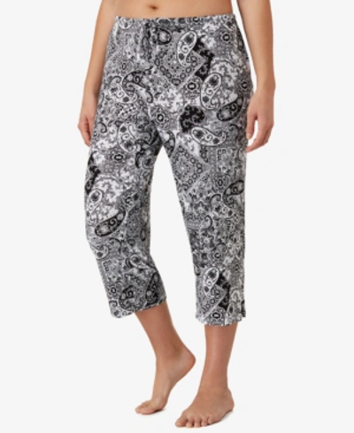Ellen Tracy Plus Size Yours To Love Capri Pajama Pants In White Grid