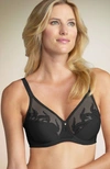 Wacoal Feather Full Figure Sheer-embroidery Underwire Bra 85121 In Black