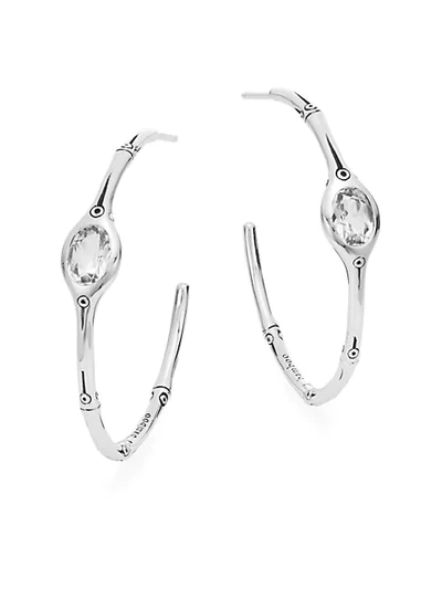 John Hardy White Topaz & Sterling Silver Hoop Earrings/1&frac12;"