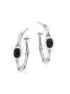 John Hardy Bamboo Black Chalcedony & Sterling Silver Small Hoop Earrings/1" In Silver - Black