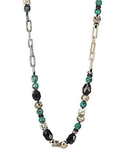 Alexis Bittar Crystal-encrusted Mixed Stone Necklace In Gold Green