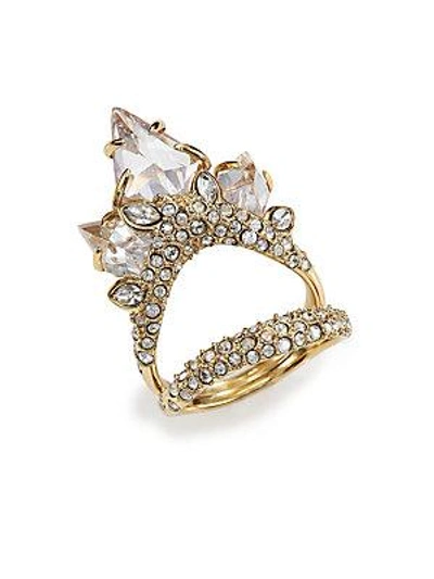 Alexis Bittar Miss Havisham Jagged Crystal Cluster Multi-row Ring In Gold