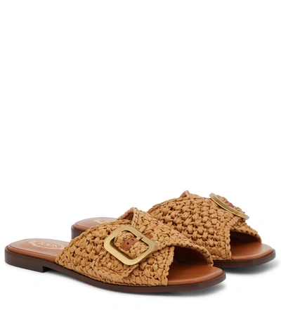 Tod's Woven-strap Flat Sandals In Brown