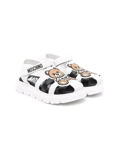 Moschino Kids' Teddy-motif Slingback Sandals In White