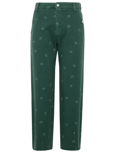Kenzo Paisley-print Cropped Trousers In Green