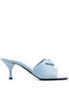 Prada Triangle Logo-plaque Open-toe Sandals In Celeste